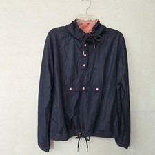 FP Movement Flounce Jacket Navy Perforated Snap Button Anorak Drawstring Hem XS