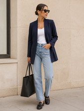 Banana Republic Navy Ponte Collarless Blazer Classic Tailored Stretch XS New