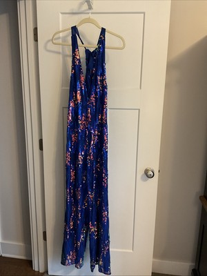 Hutch Jumpsuit Blue Sonnie SEQUINl Wide Leg SIZE 8 NWT! ANTHROPOLOGIE