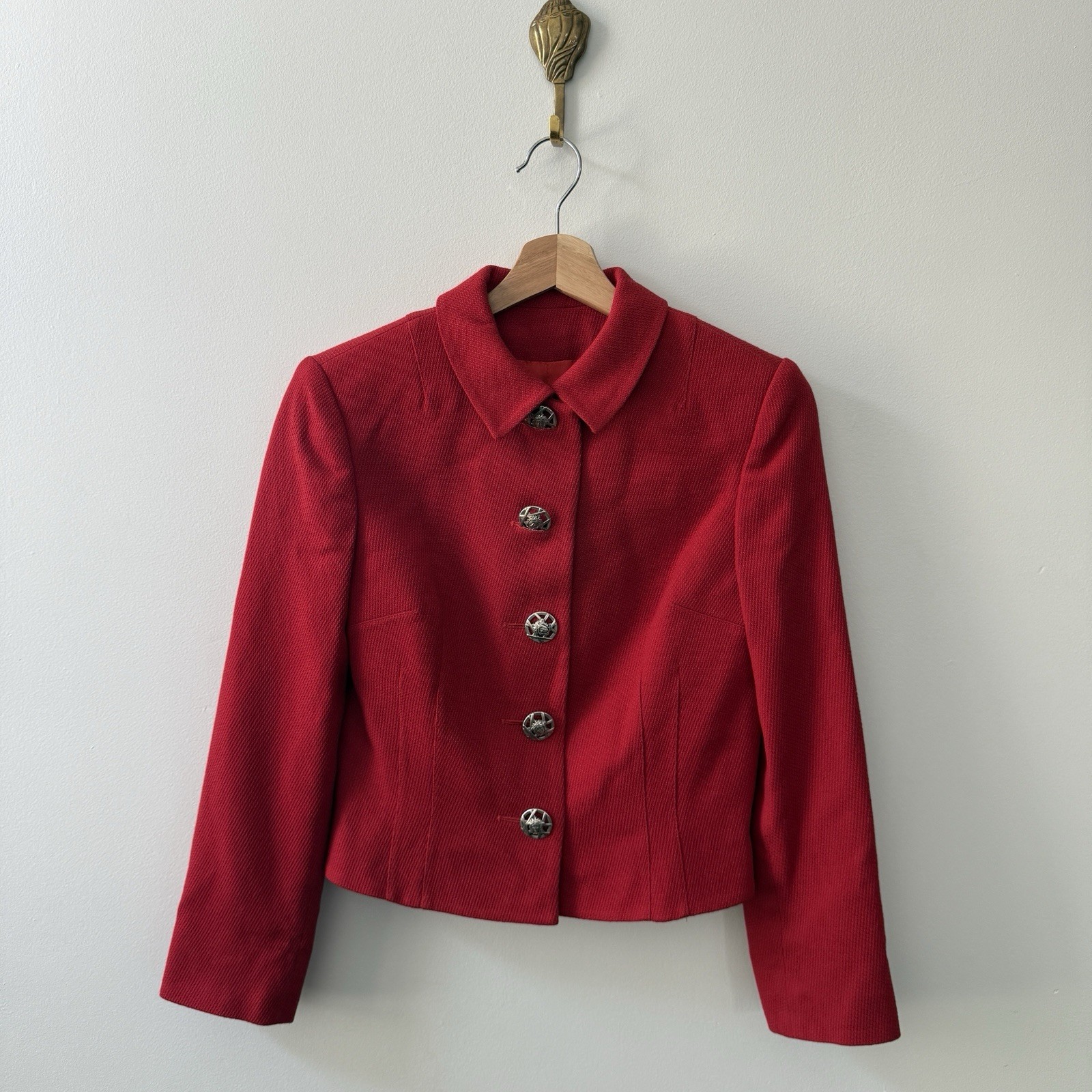 Versace, Vintage Gianni Versace Couture Red Cropped Medusa Jacket | Made in Italy | 90s