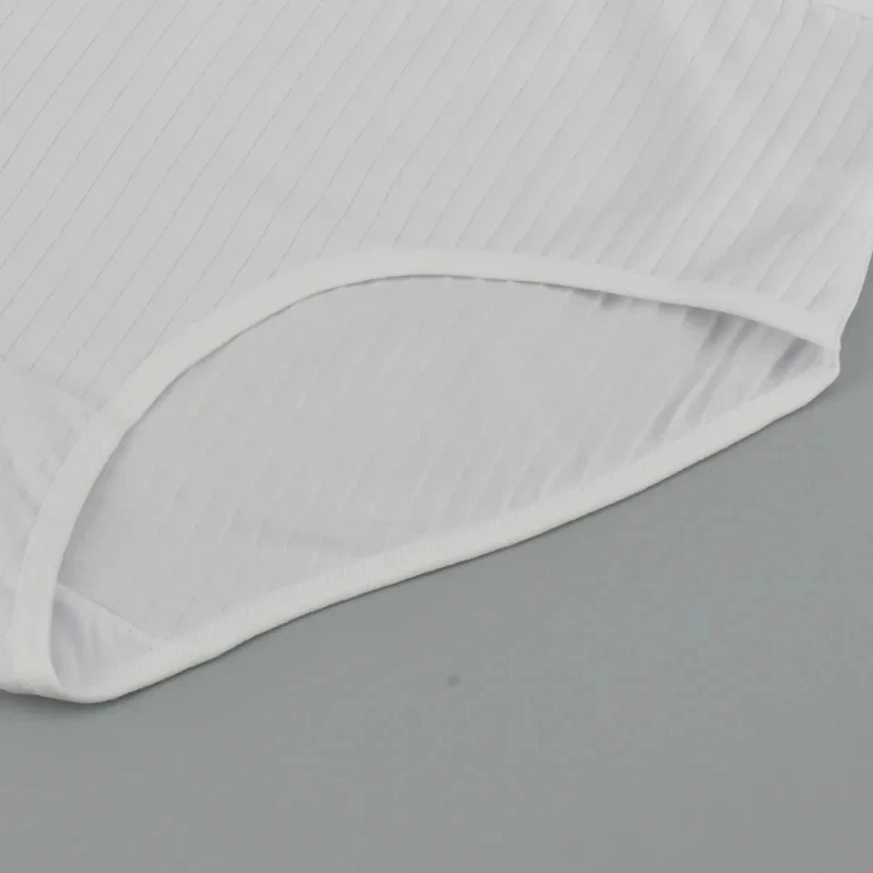 Bragas de algodón de cintura alta talla grande para mujer suaves transpirables a rayas 1 pieza Foto 4 de 4