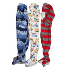 Carters Toddler Boys 4T Fleece Footed Pajamas Lot 3 Santa Trucks Winter Fall