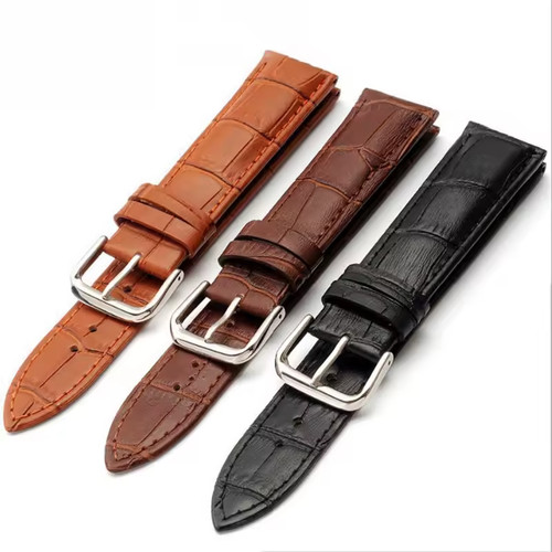Bamboo Pattern Leather Watch Band 12mm–24mm Unisex Replacement Watch Strap
