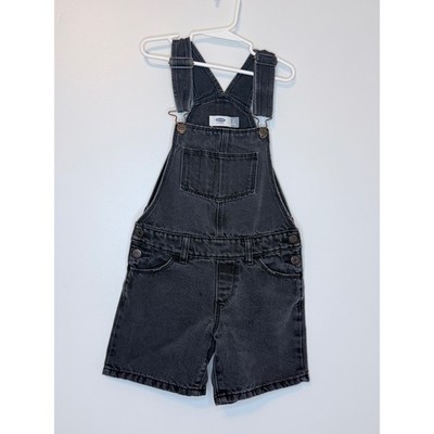Old Navy Kids Washed Black Denim Shortalls Overalls Medium 8