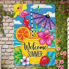Summer Tin Metal Signs Tropical Summer Metal Tin Sign, 12x8inch | Welcome S