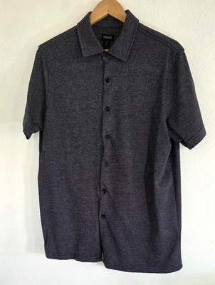 Buffalo David Bitton Men's Black Texture Weave Button Up Short Sleeve Shirt M