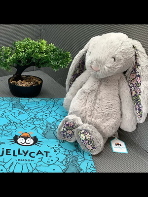 Jellycat Blossom Silver Bunny Bloom mit Staubschutzbeutel Neu