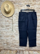EILEEN FISHER Navy Organic Linen Cuffed Crop Pants Size 8 - NWT 158