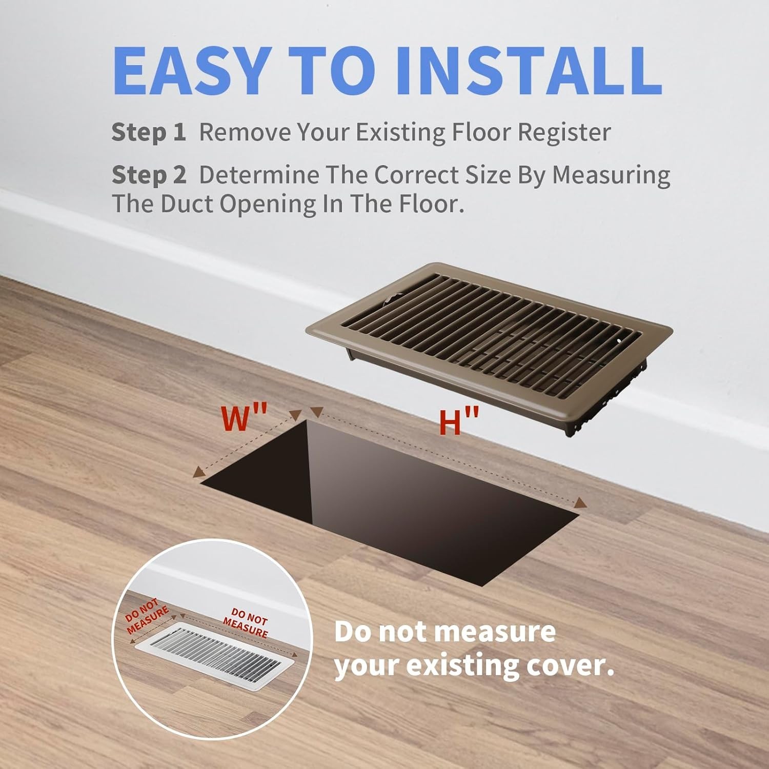 6x10 Inch Steel Floor Register Heavy Duty Brown Air Vent Cover Ventilation