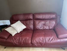 FREE Red Leather 2-Seater Sofa Couch, Pad Arms, Solid