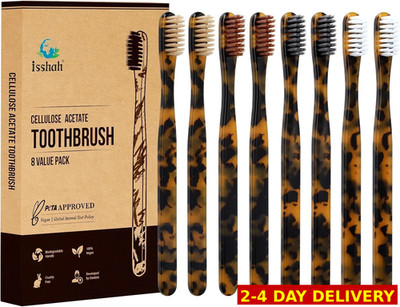 Biodegradable Eco-Friendly Cellulose Acetate Toothbrushes - 8 Count