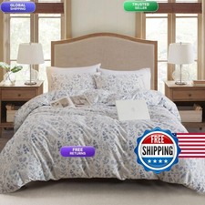 Eavd Cotton Bed Linen Set Twin Xl - Garden Blue Floral Duvet Cover 2