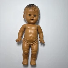 Antique Tod-L-Tot The Sun Rubber Co. Baby Boy Doll Brown Eyes Squeak Toy Vintage