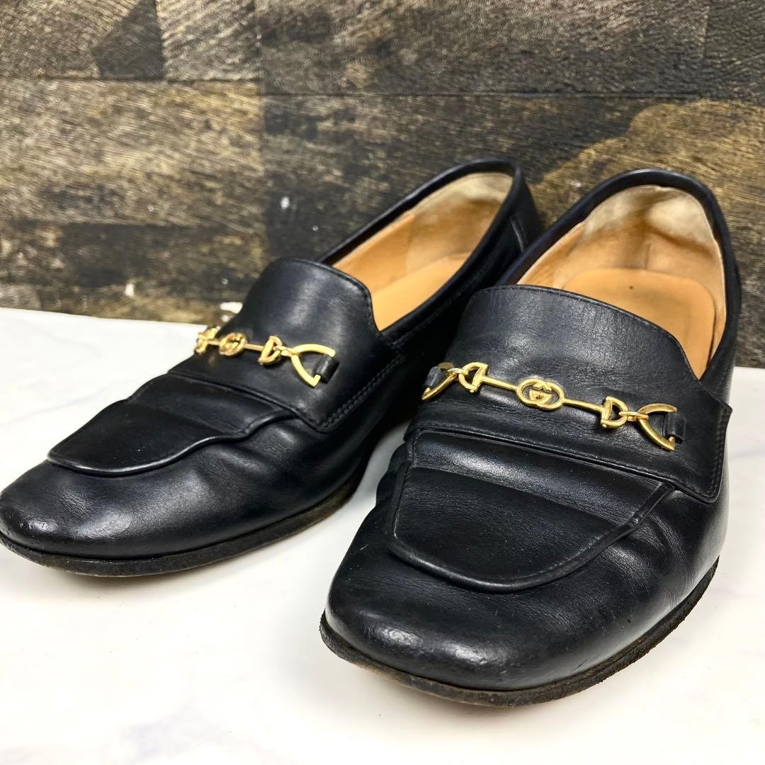 GUCCI Women's Loafers Horsebit Leather Black EU34/US4 120217c