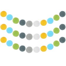 3 Set Filzkugelgirlande 8 Fuß Pom Pom Girlande (Grün Gelb Grau Blau Weiß)