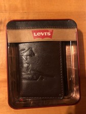 Levi's brown leather 1873 men's tripod wallet real leather