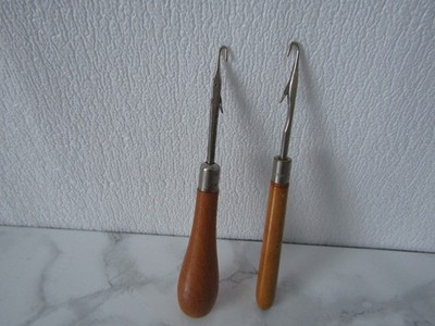 Riegel Haken Teppichherstellung Werkzeug Vintage Holzgriff 2er Set großer Griff & dünn