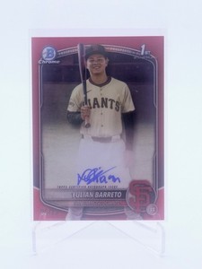 2025 Bowman Chrome Yulian Barreto Auto Orange Refractor /25 #CPA-YU