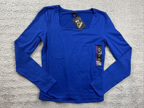 Art Class Girl's Size XXL 16/18 Long Sleeve Square Neck Top Blue