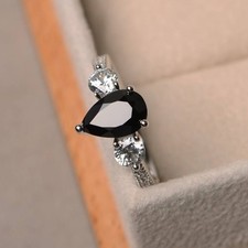 Black Onyx Gemstone 925 Sterling Silver Modern Ring Duty Free