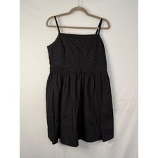 Gap Eyelet Mini Dress Womens Medium Black Cotton Smocked Back Summer Sleeveless