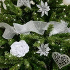 Silver Sparkle Ruffle Christmas Tree Ribbon - 270cm Christmas Decorations