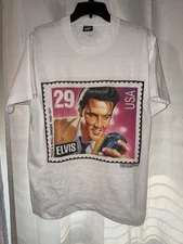 Vtg 1992 Elvis Presley Stamp T-Shirt L Screen Stars Best Single Stitch 90s