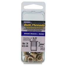 632-80 Threaded Inserts - 6-32 Thread Size - 25 Count
