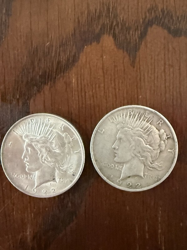 1922 Peace Silver Dollar - Set Of 2