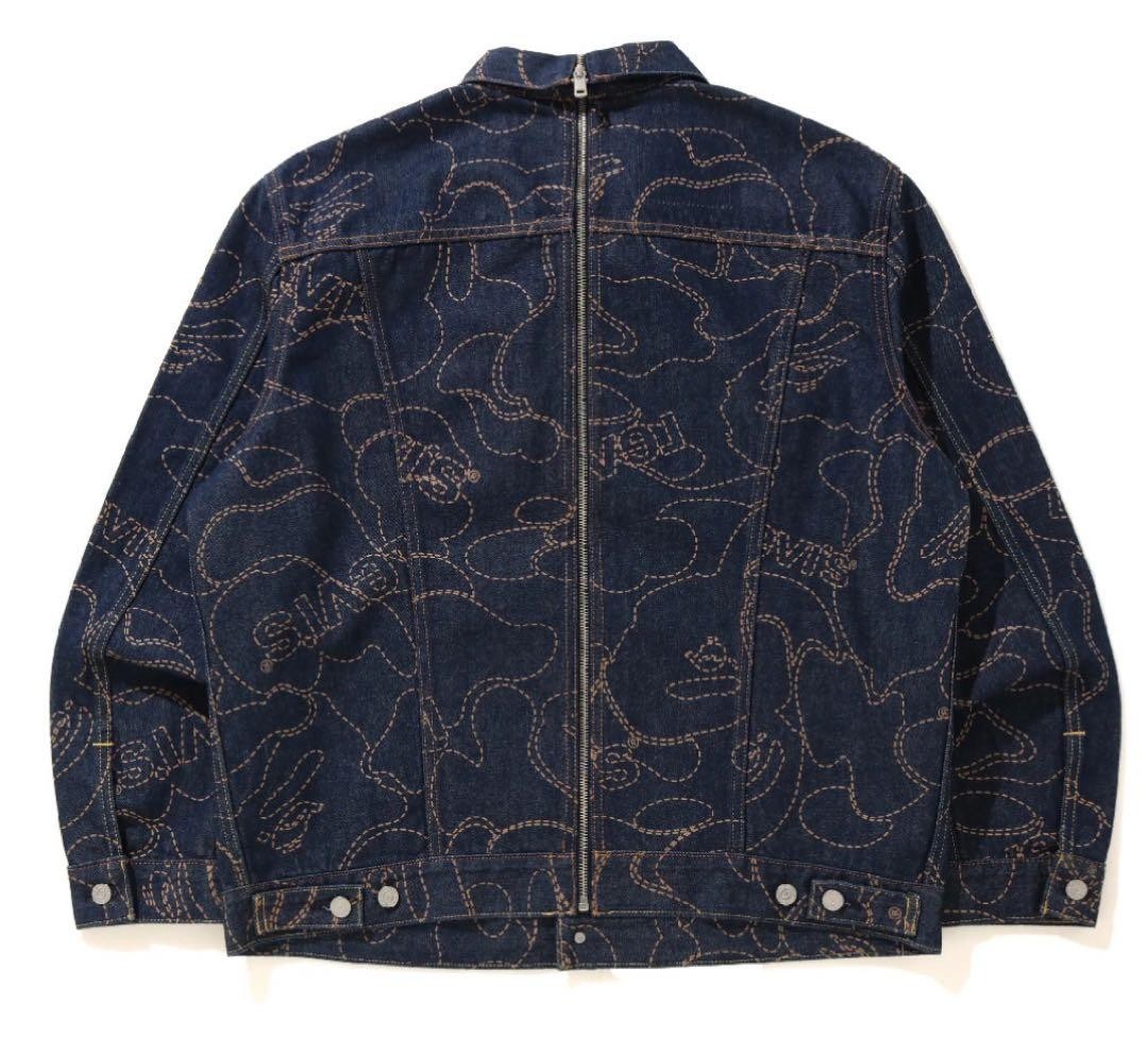 USED A BATHING APE LEVI'S COLLABORATION DENIM JACKET, SIZE L, OUTERWEAR GOOD thumbnail 2