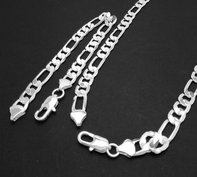 2 Stck. 925 Sterlingsilber Klassisch 8 mm Geometrisch Unisex Halskette Armband Set