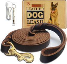 Leather Dog Leash 8Ft X 3/4 Inch,Strong Heavy Duty Genuine Leather Braided Dog T