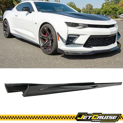 Fits 16-24 Chevy Camaro Carbon Fiber Look ZL1 Style Side Skirts Rocker Panel PP