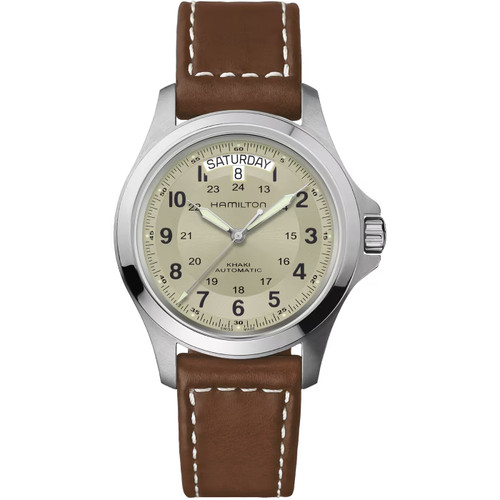 Hamilton Khaki Field King Auto 40mm Beige Dial Leather Band Watch H64455523