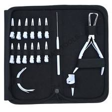 Hair Extension Tools Kit Micro Bead Remover Plier Loop Needle Clips Compact Set