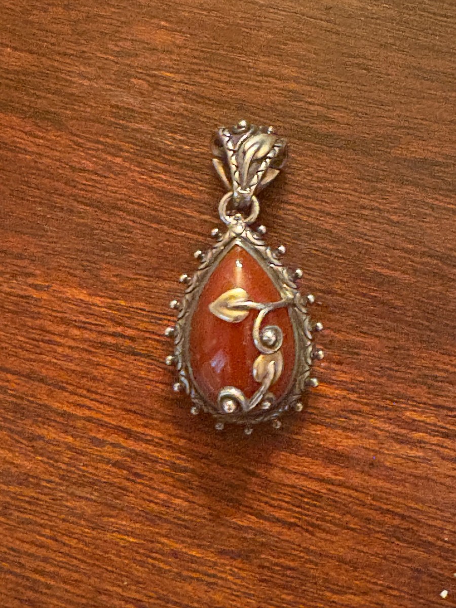 Estate Sterling silver ruby heart pendant and chain.   Ruby Heart necklace View 4