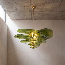 Retro Amber Green Glass Murano Style Pendant Chandelier For Living Room And Bedr Retro Amber Green Glass Murano Style Pendant Chandelier For Living Room And Bedr