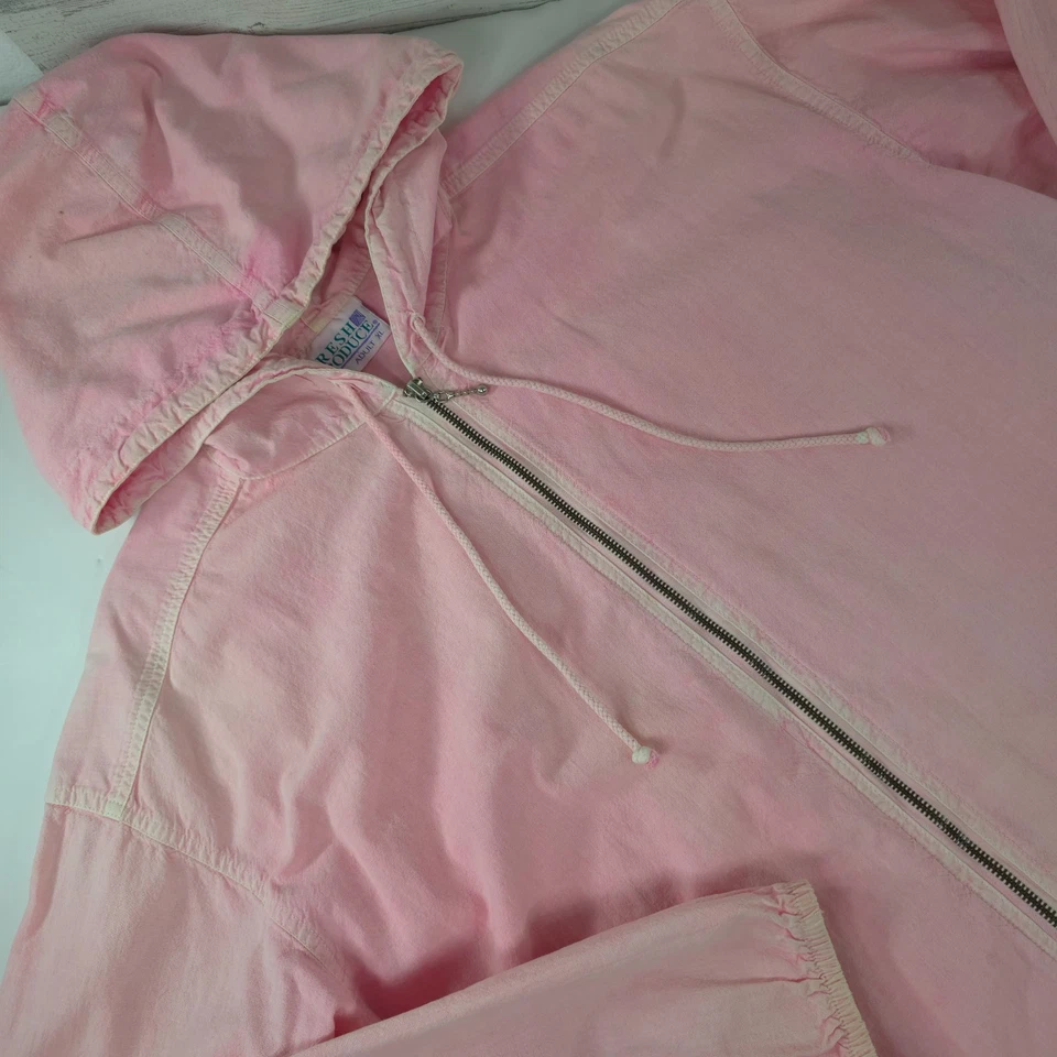 CHAQUETA BÁSICA VINTAGE AÑOS 90 PRODUCTOS FRESCOS ROSA CLARO CON CAPUCHA PARA MUJER TALLA XL **TAL CUAL Foto 4 de 4
