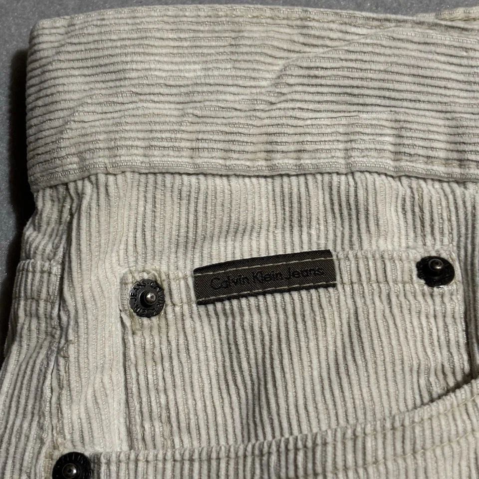 Pantalones CALVIN KLEIN Hombre Talla 34X30 Crema Blanco Pana Academia Calce Suelto Preppy Foto 4 de 4