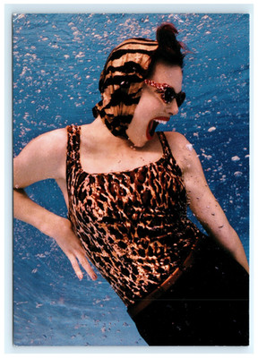 Woolite Animal Print Fashion Model Underwater Style Advertising Postcard