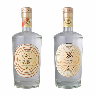 Caffo Grappa Bis Bundle, Pinot-Chardonnay + Cabernet-Sauvignon Alk. 40% 2x700 ml