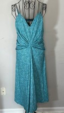 MICHAEL KORS Womens Dress XL Aqua Twist Front Chain Adjustable Spaghetti Strap