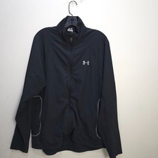Under Armour Bomber Jacket Mens M Double Knit Full Zip Black Sweatshirt Black