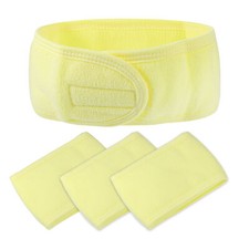 4 Pcs Soft Spa Headband for Women Hair Bands for Face Washing Bath Yoga Yellow