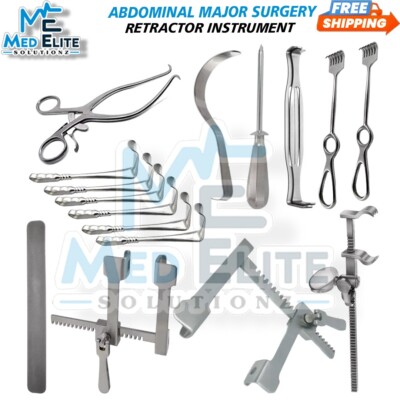 Retractor Instrument Set of 17pcs Basic Abdominal Major Surgery General Nasal