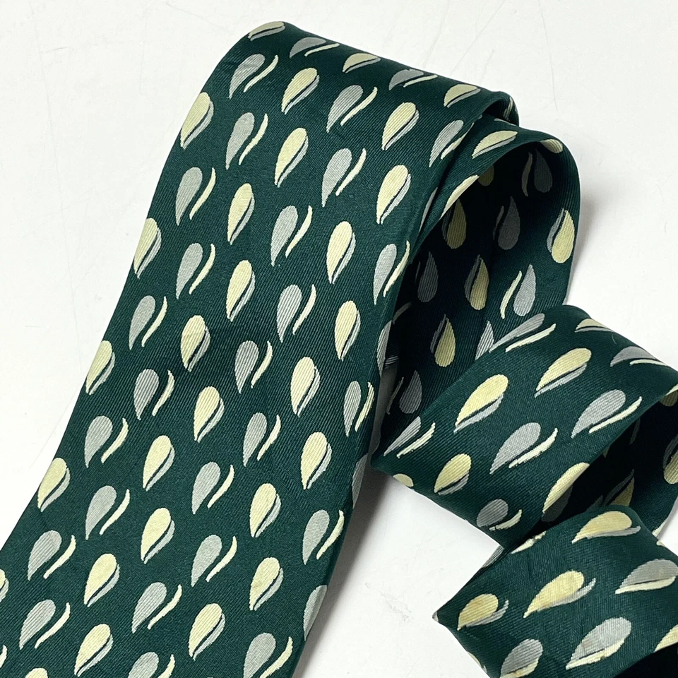 Corbata De Colección Años 40 Flecha Rockabilly VERDE Lluvia DROPS Seda Columpio Gotas Lágrimas Foto 2 de 4