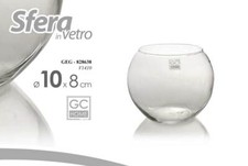 VASO VASETTO SFERA VETRO TRASPARENTE PALLA PORTA FIORI TONDO CENTRO TAVOLA 10*8
