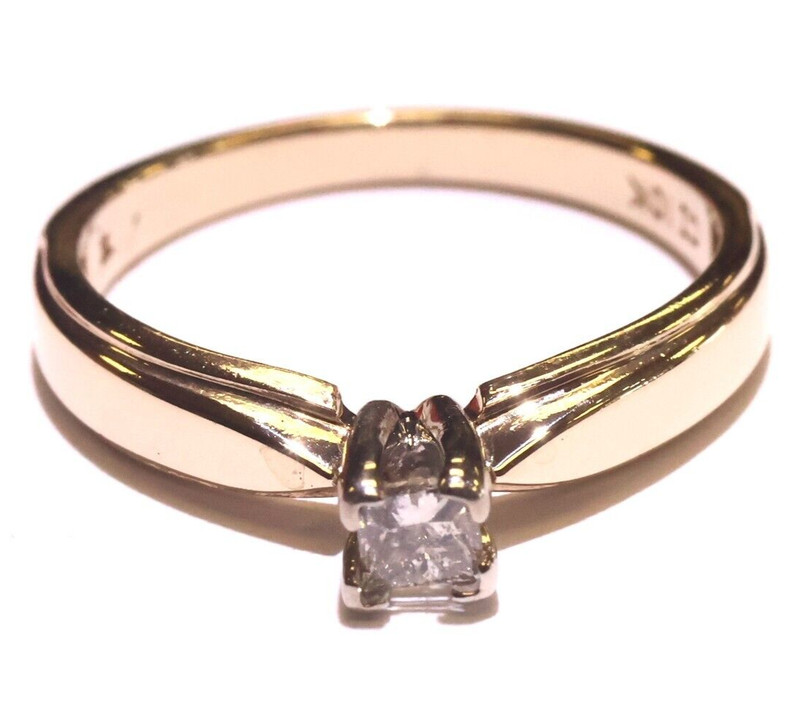 10k Yellow Gold .50ct I2 H Princess Solitaire Diamond Engagement Ring 6.5 2.7G