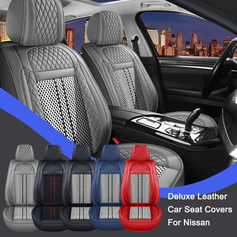 For NISSAN Seat Car Seat Covers Leather ICE SILK Breathable Front Rear Protector Foto 2 de 4