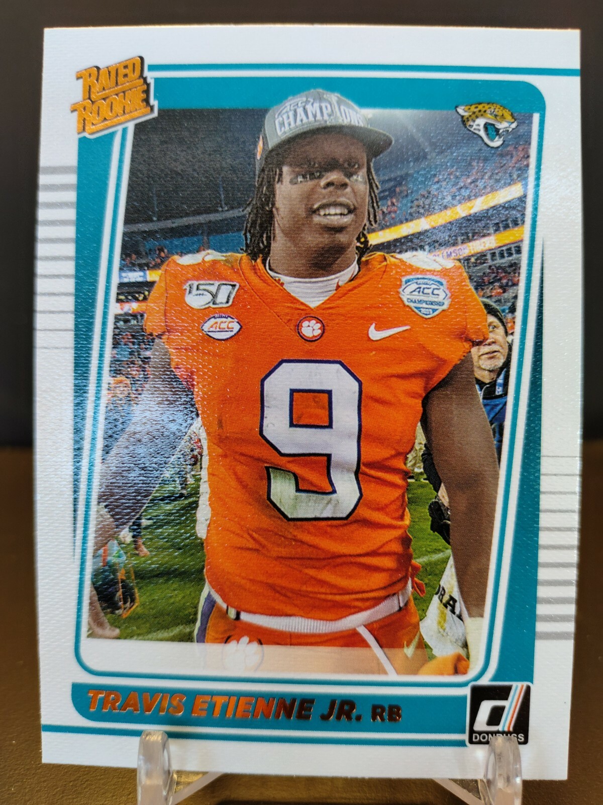 TRAVIS ETIENNE CANVAS PORTRAIT 2021 Donruss Football RATED ROOKIE #258 Jaguars